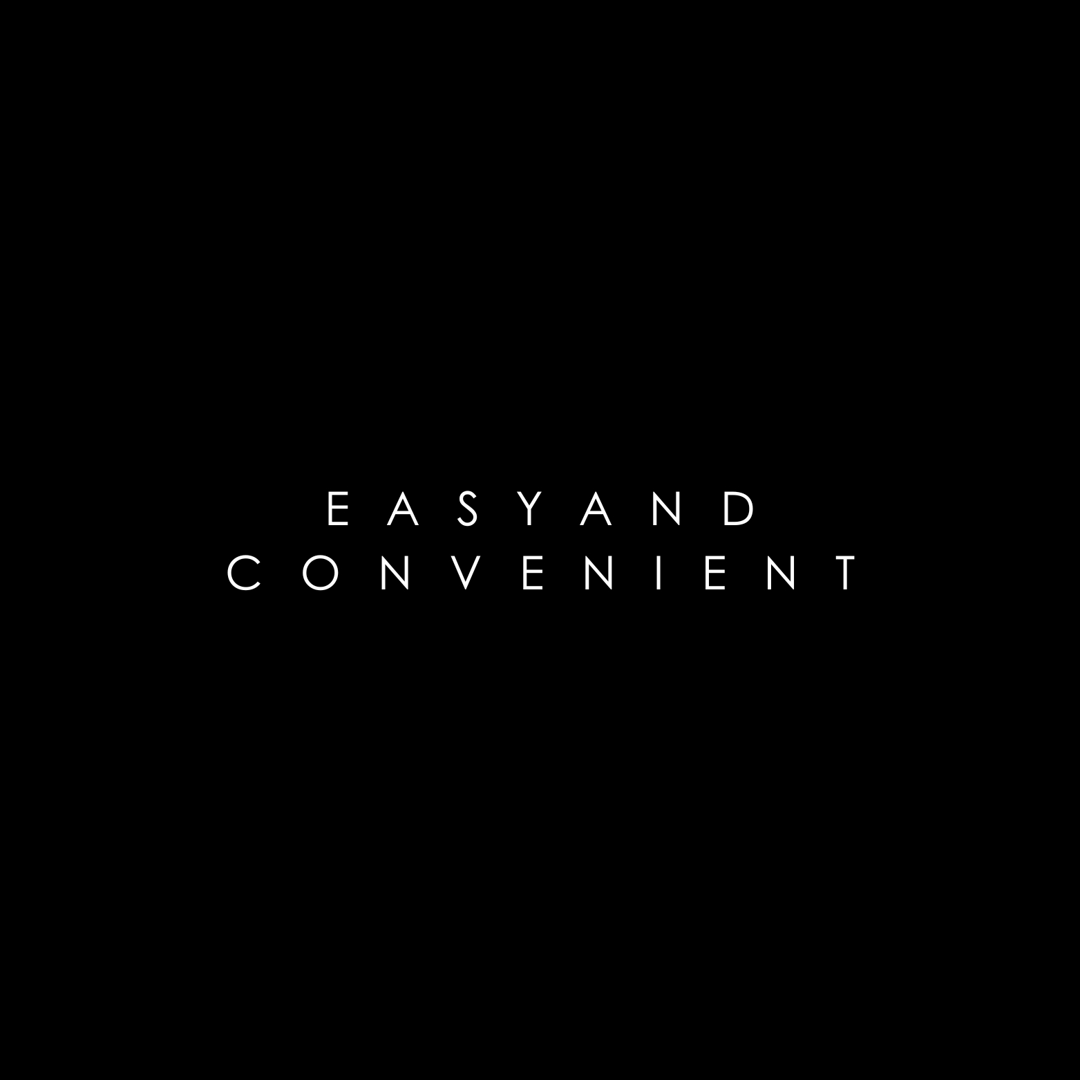 Easy and Convenient - Modern and Minimalistic Logo with White Text on a Black Background